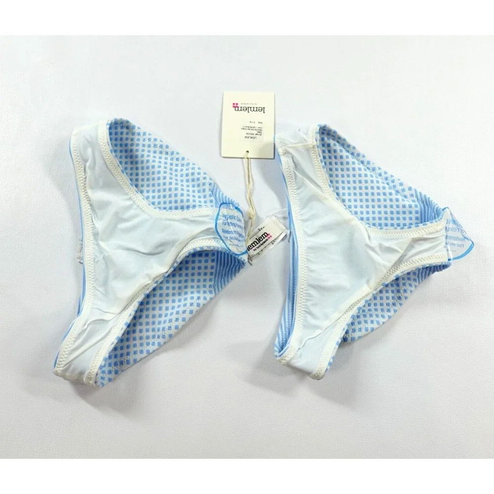Lemlem Semira Sky Girls Bikini Bottoms XS S Light Sky Blue Jacquard Swim Lot 2pc